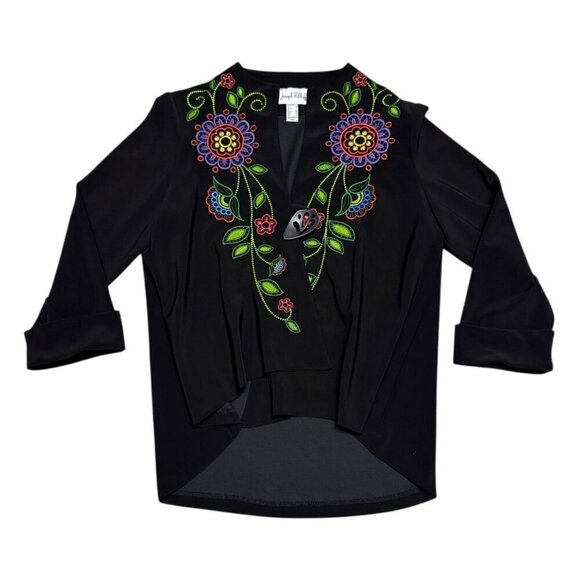 Joseph Ribkoff Tops - JOSEPH RIBKOFF Vintage Retro Casual Floral Flowers Blouse Jacket Womens Size 8